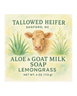 Aloe & Goat Milk Lemongrass Soap, grass-fed tallow soap — Tallowed Heifer