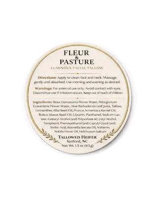 Fleur & Pasture, aloe, grass-fed tallow face cream, view 2 — Tallowed Heifer