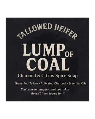 Lump of Coal – Charcoal & Citrus Spice Soap, aloe, grass-fed tallow soap — Tallowed Heifer