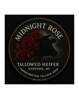 Midnight Rose, charcoal, grass-fed tallow soap — Tallowed Heifer