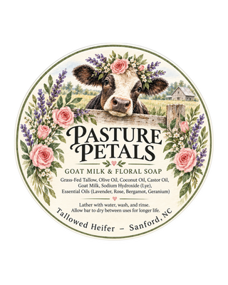 Pasture Petals goat milk & floral soap label