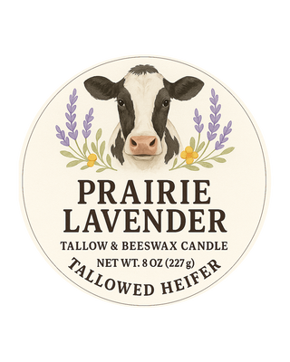 Prairie Lavender — Tallow & Beeswax Candle, grass-fed tallow candle — Tallowed Heifer
