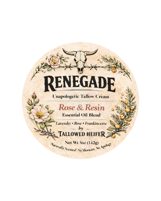 Renegade — Rose & Resin, lavender, grass-fed tallow cream — Tallowed Heifer