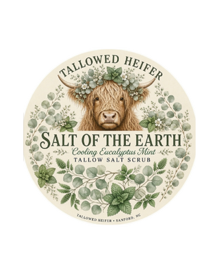Salt of the Earth, mint, grass-fed tallow body scrub — Tallowed Heifer