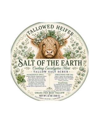 Salt of the Earth, mint, grass-fed tallow body scrub, view 2 — Tallowed Heifer