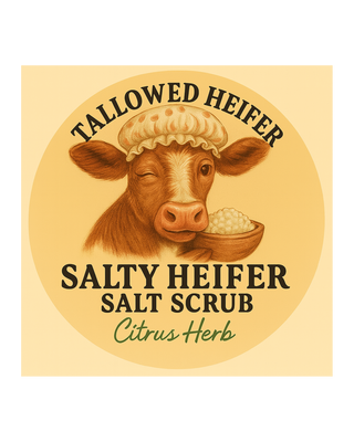 Salty Heifer – Tallow Salt Scrub, grass-fed tallow sugar scrub — Tallowed Heifer
