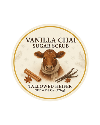 Vanilla Chai Sugar Scrub - Winter Warmth Body Polish, grass-fed tallow sugar scrub — Tallowed Heifer