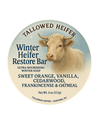 Winter Restore Bar - Sweet Orange, goat milk, grass-fed tallow soap — Tallowed Heifer